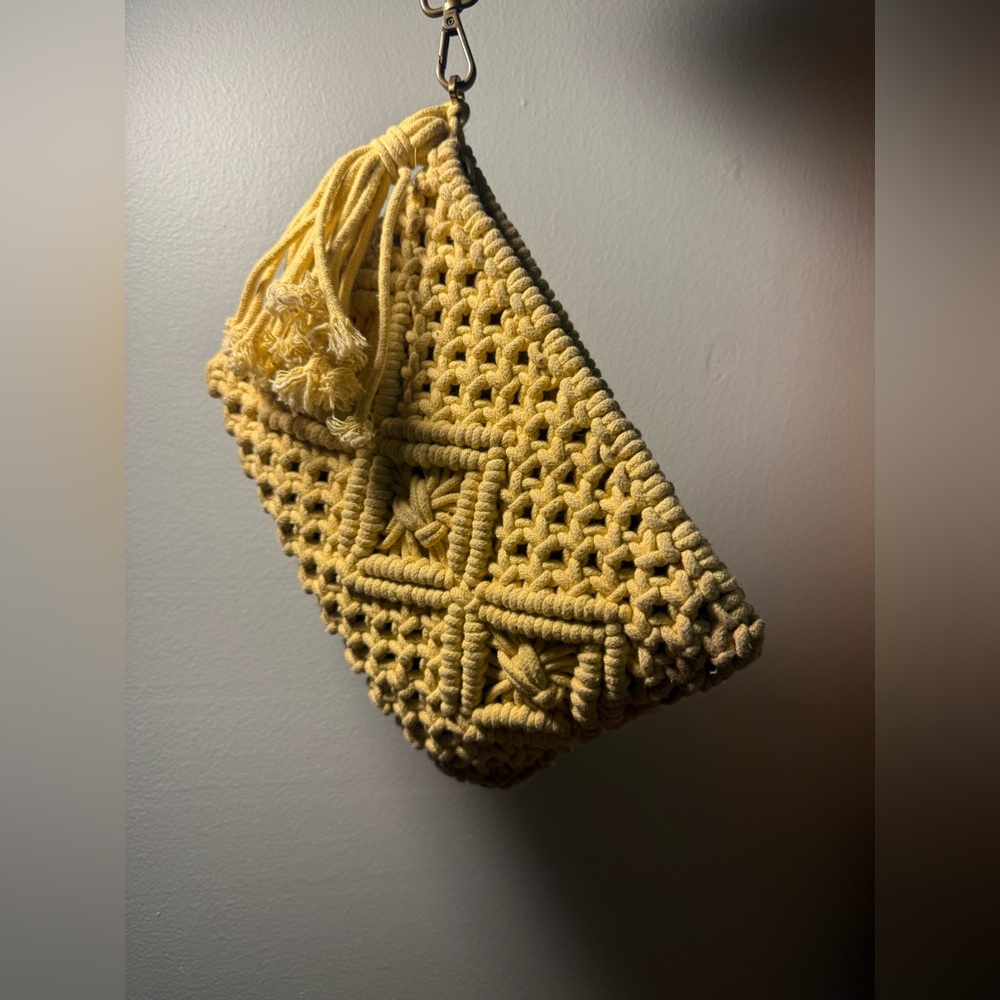 London Kaye Small Yellow Macramé Bag / Wristlet